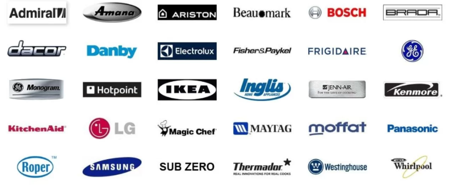 Major appliance brands serviced by Wardle's Appliances