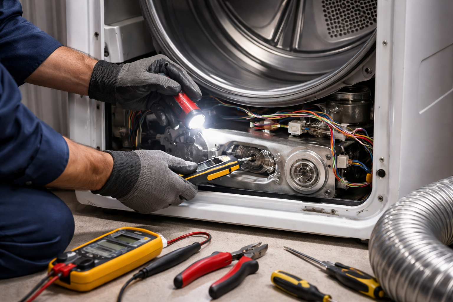 Technician repairing a dryer in Ottawa